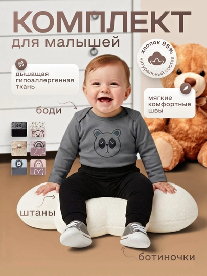 Детский костюм летний для новорожденных 3 в 1, для малышей, хлопок — MMDKIDS-ТРОЙКА4-ТЕМНСЕР-6 месяцев