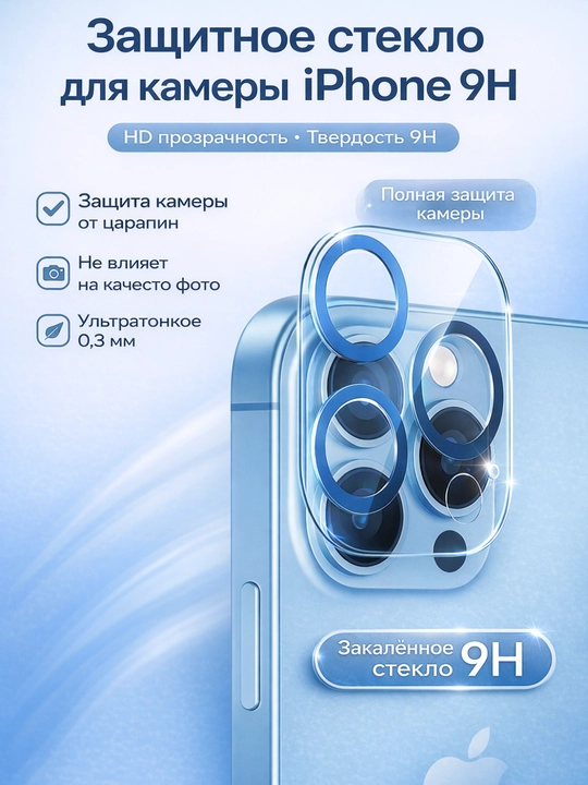 Закалённое защитное стекло для камеры iPhone, полное покрытие линз - 