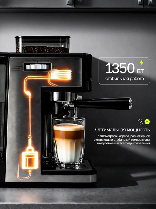 Avtomatik kofe mashinasi DSP 20 bar, kofe maydalagich, 20 daraja, kappuchino qaynatgich