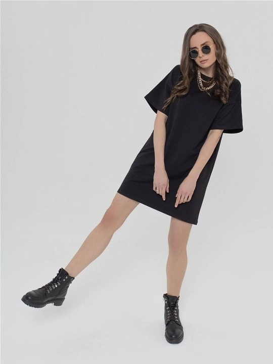 Женское платье-футболка oversize, свободное, хлопок, размер S–XL - 