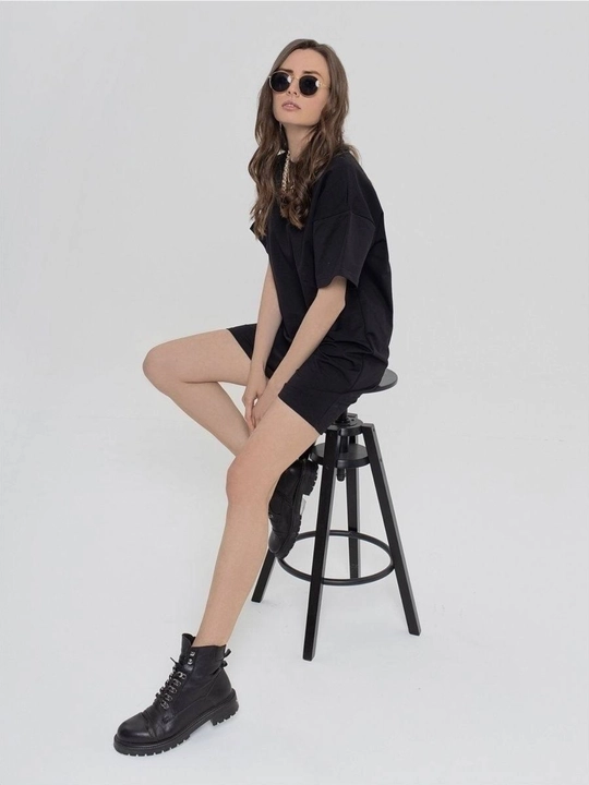 Ayollar uchun oversize futbolka-ko‘ylak, erkin fason, paxta, o‘lcham S–XL