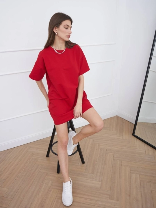 Ayollar uchun oversize futbolka-ko‘ylak, erkin fason, paxta, o‘lcham S–XL