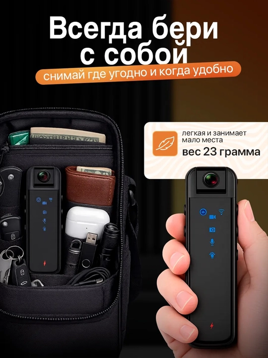 Мини камера WI FI HD1080P Body Camera IR ночная съёмка, видео, аудио запись
