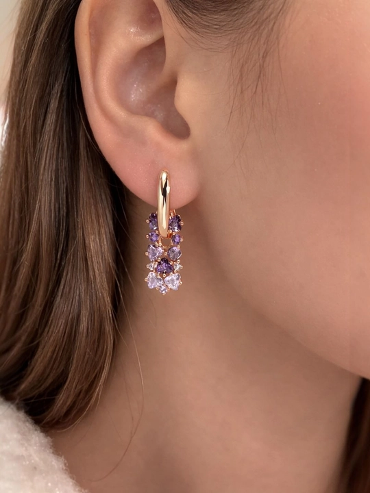 Серьги 585 RG Rose Gold с фианитами
