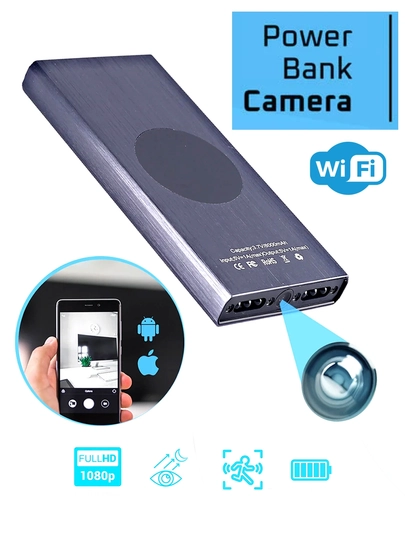 Мини камера Wi-Fi повербанк 4K Full HD, 8000 мАч. Поддержка microSD, обнаружение движения