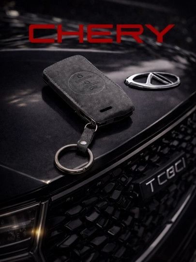 Защитный чехол для ключа Chery Tiggo 7 , из эко-кожи и TPU — MCARGO-CHERY7-СЕРЫЙ