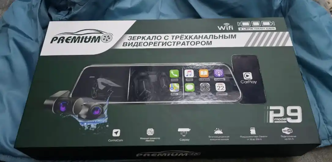 Videoregistrator-oyna PREMIUM-P9, CarPlay, (3 kamera,2.5K, Wi-Fi) Tungi rejim+32Gb fleshka
