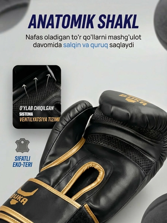 Professional boks perchatkasi – sparring va trening uchun, mustahkam va qulay