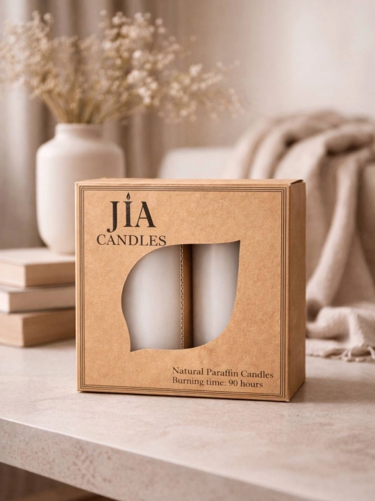 Набор больших свечей JIA, белые, 2 штуки в коробке - 