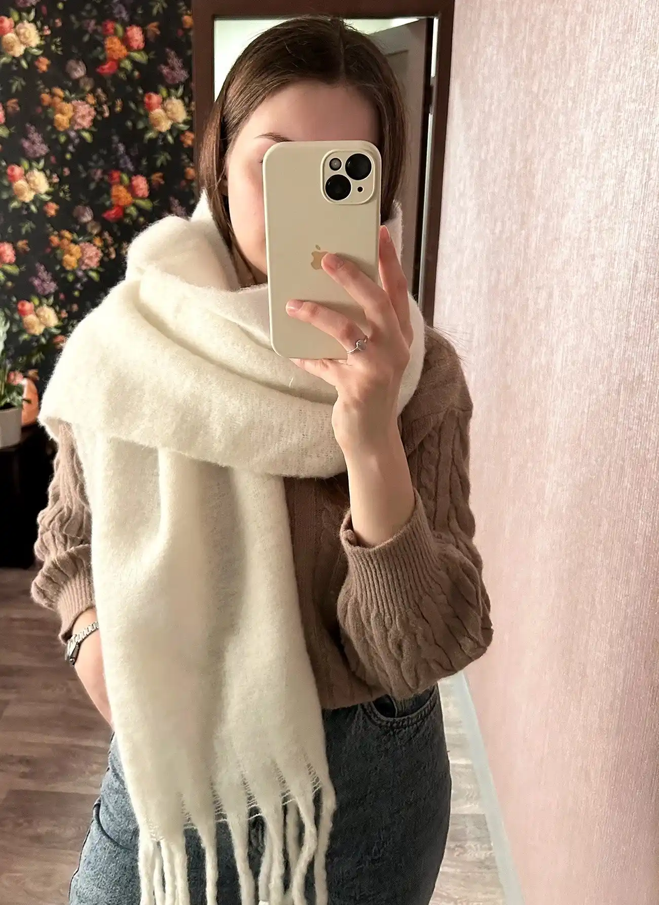 Ayollar va qizlar uchun issiq, qishki, bir rangli sharf, uzun