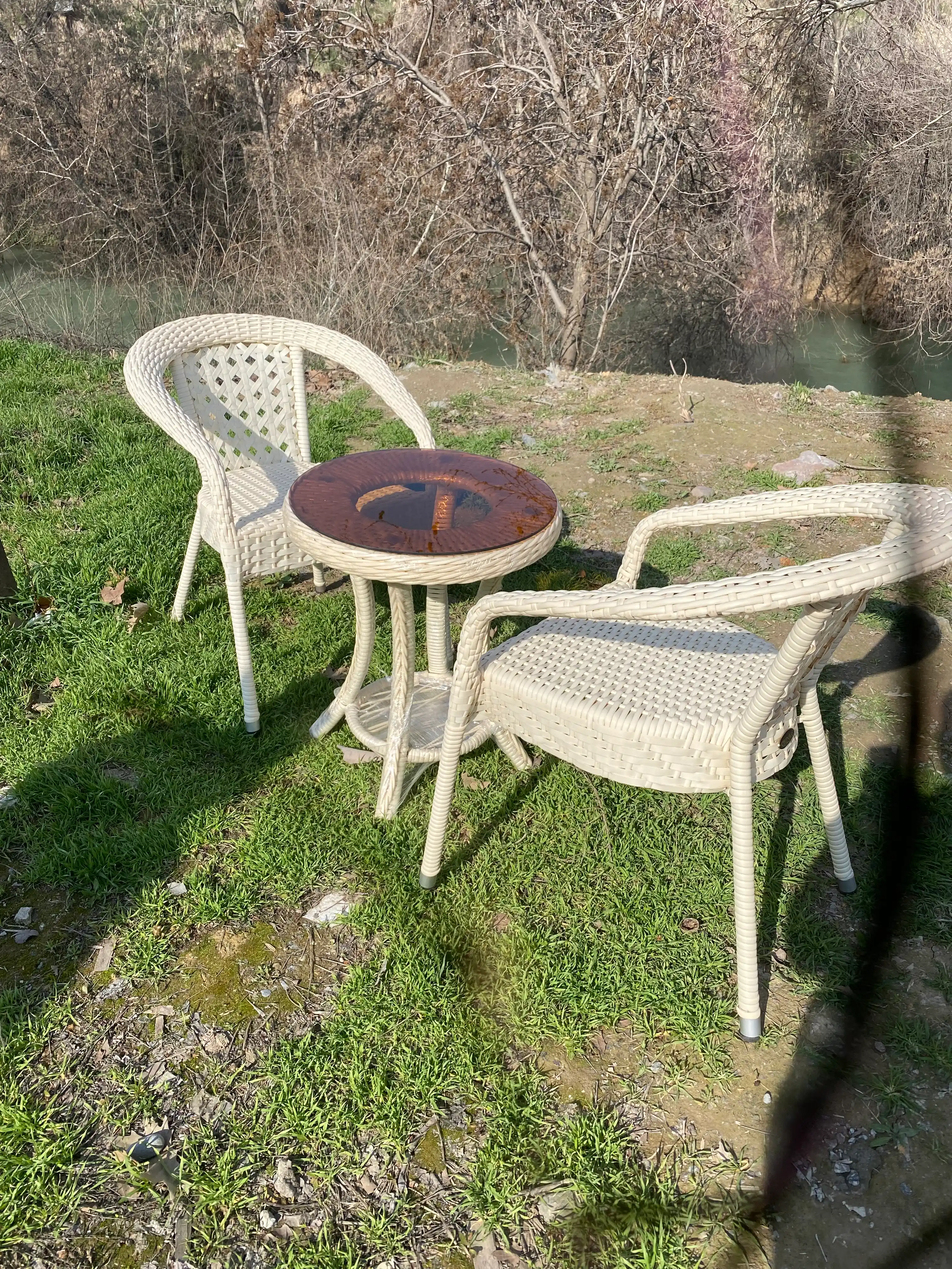 CHINAR DECO bog' mebellari komplekti, 1 stol va 2 ta kreslo, eko-rotang, uy va kocha uchun