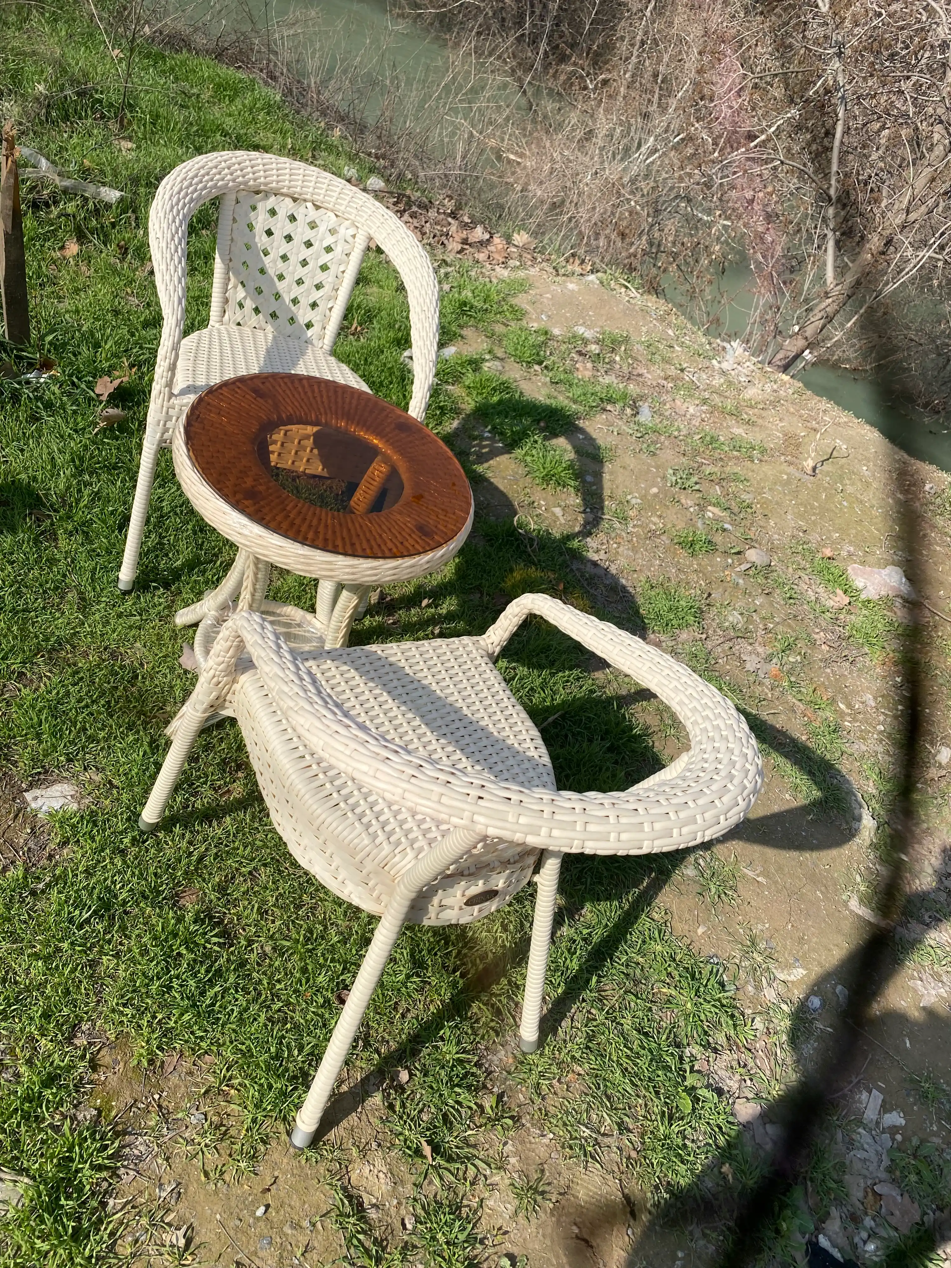 CHINAR DECO bog' mebellari komplekti, 1 stol va 2 ta kreslo, eko-rotang, uy va kocha uchun