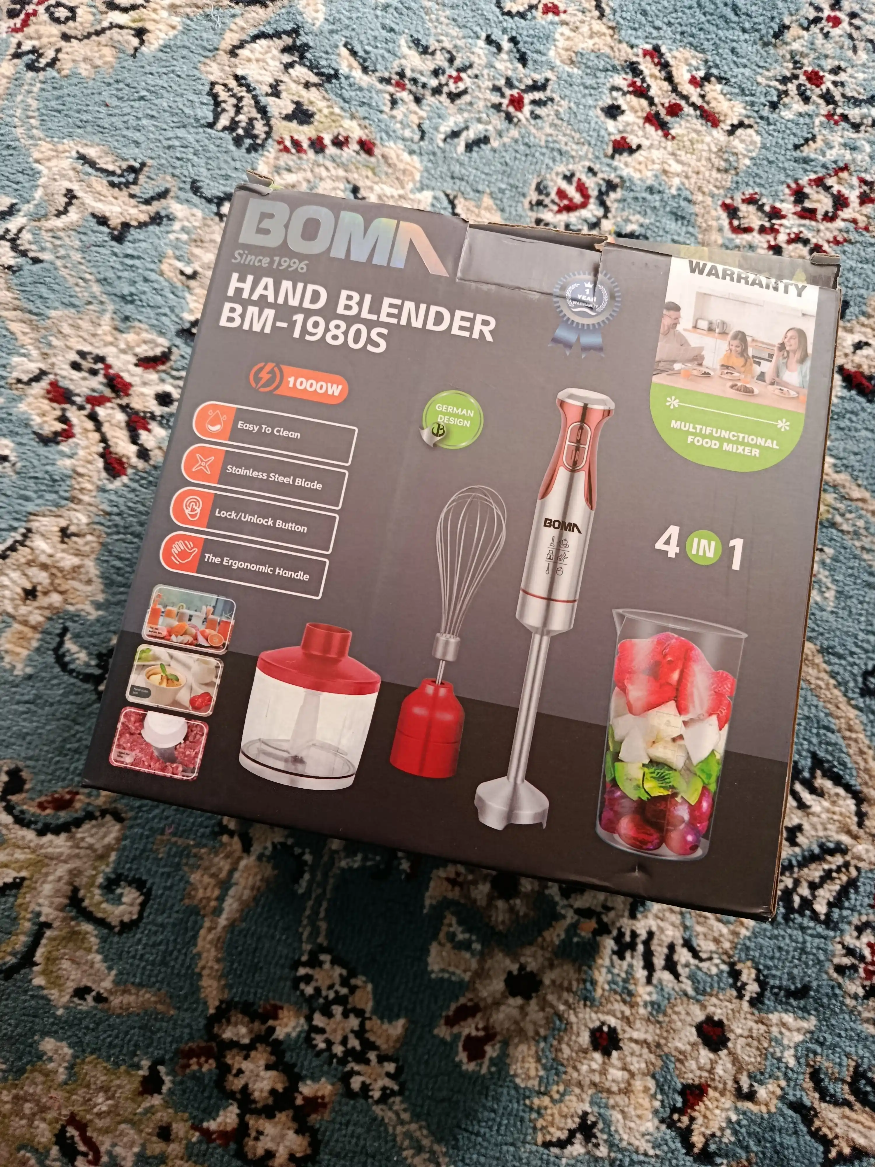 Qo'l blenderi 4 in 1, quvvati 300-1000W BOMA, ko‘p funksiyali blender, metall pogrujnoy