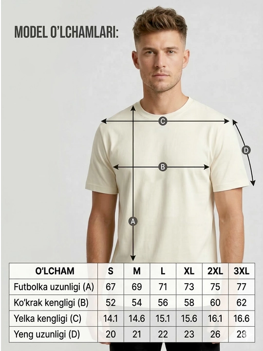 Asosiy futbolka, erkaklar uchun, katta o‘lchamli, ayollar uchun futbolka