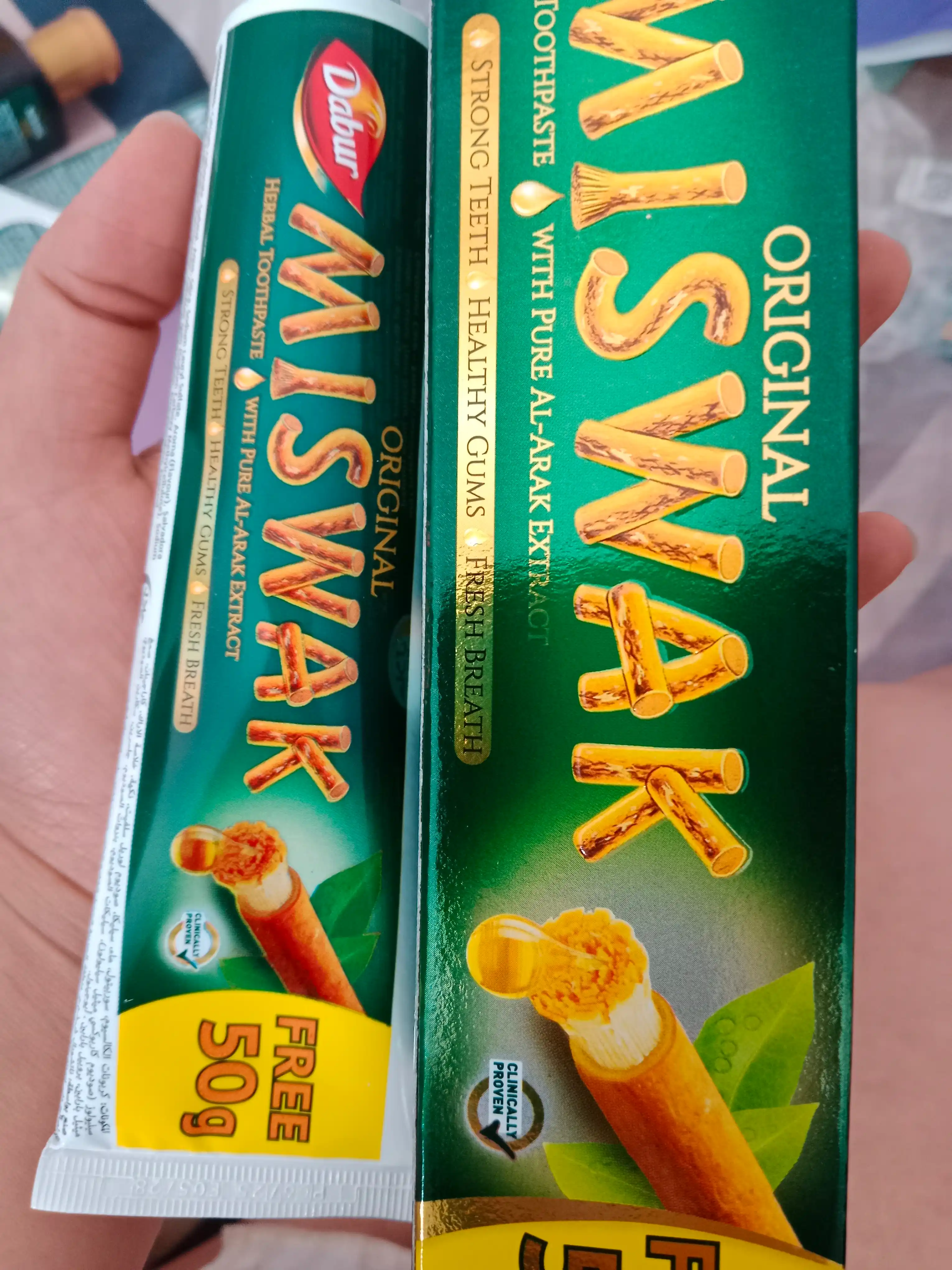 Tish pastasi Dabur Miswak, misvak ekstrakti, ftoridsiz, Dubay