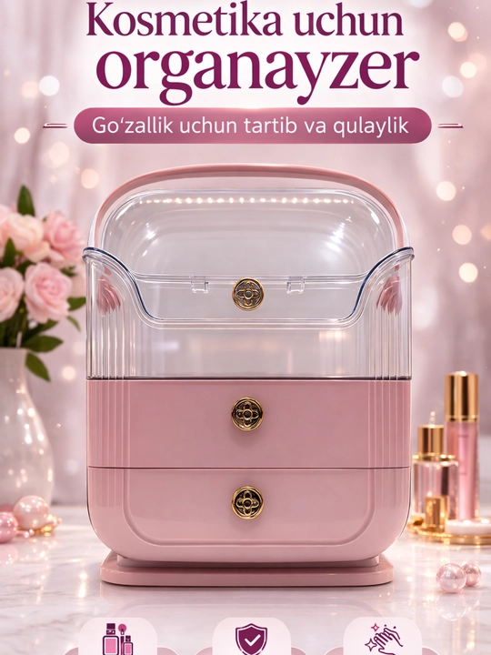 Kosmetika va parfyumeriya uchun organayzer, kosmetika uchun konteyner - 