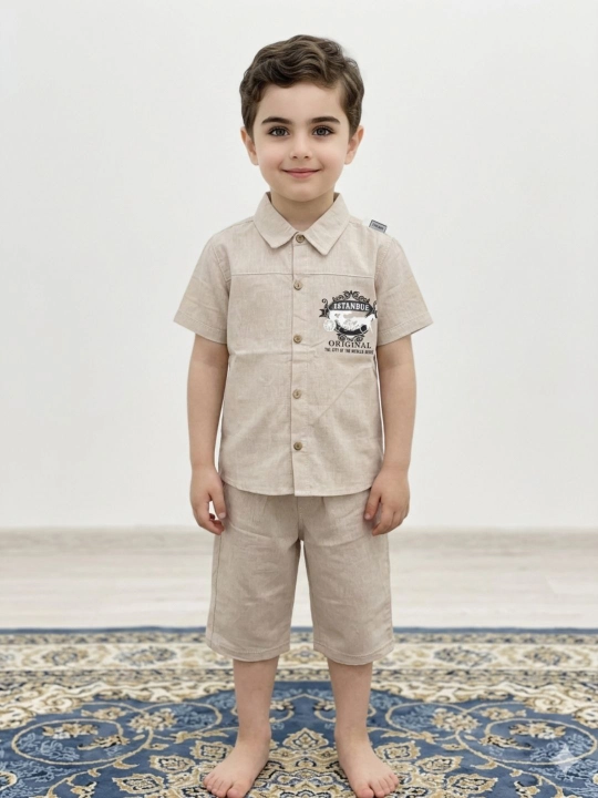 2-8 yoshli o‘g‘il bolalar uchun yozgi ko‘ylak va shortik to‘plami