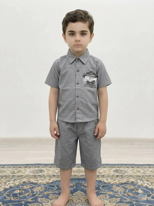 2-8 yoshli o‘g‘il bolalar uchun yozgi ko‘ylak va shortik to‘plami