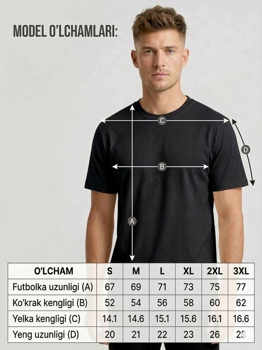 Asosiy futbolka, erkaklar uchun, katta o‘lchamli, ayollar uchun futbolka