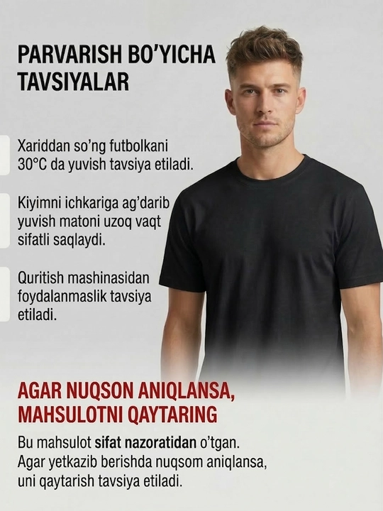 Asosiy futbolka, erkaklar uchun, katta o‘lchamli, ayollar uchun futbolka