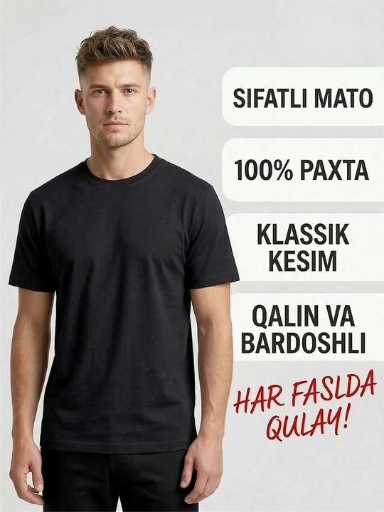 Asosiy futbolka, erkaklar uchun, katta o‘lchamli, ayollar uchun futbolka