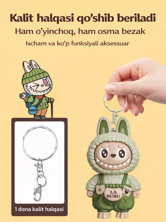 Антистресс-брелок Лабубу с меняющейся мимикой — игрушка с 3 разными выражениями лица