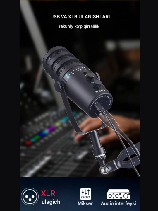 Jmary MC-PW12 USB ish stoli mikrofoni, kompyuter, strim, podkast uchun studiya mikrofoni