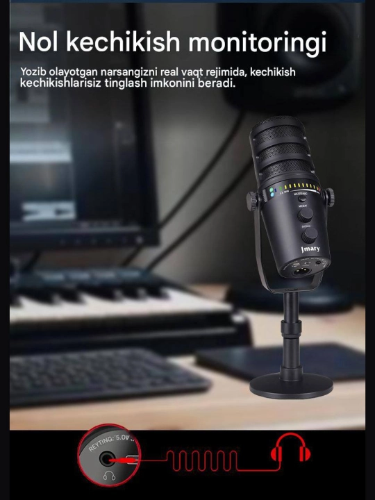 Jmary MC-PW12 USB ish stoli mikrofoni, kompyuter, strim, podkast uchun studiya mikrofoni