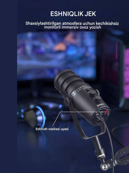 Jmary MC-PW12 USB ish stoli mikrofoni, kompyuter, strim, podkast uchun studiya mikrofoni