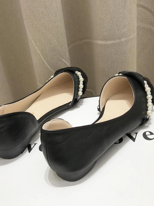 Chanel uslubidagi ayollar baletkalari, uchi o‘tkir klassik ayollar tuflilari