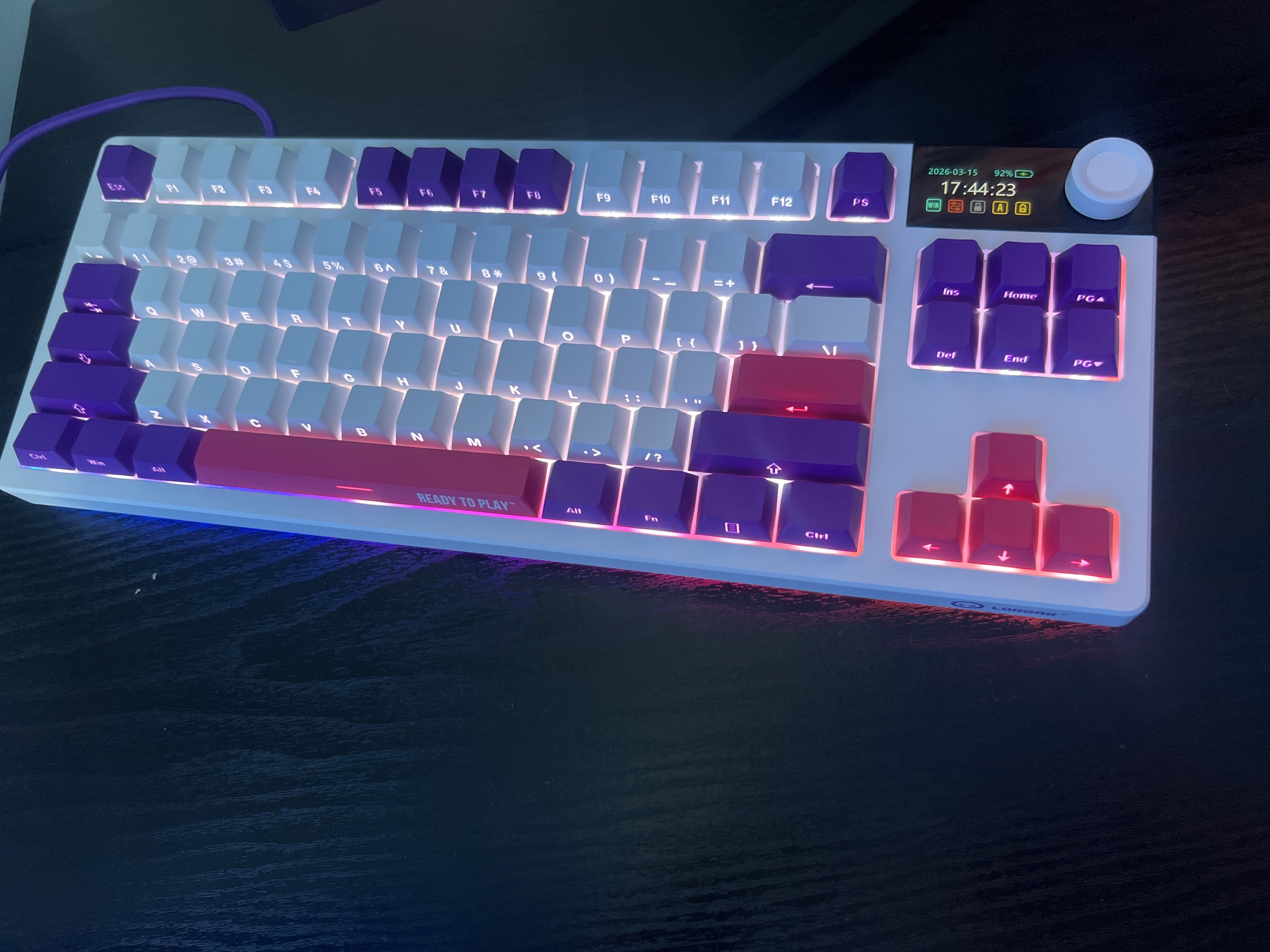 Gaming mexanik klaviatura Lorgar KBP70TKLW, ENG, RGB yoritgichli bilan