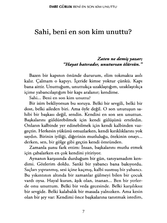 Kitob nomi: Beni En Son Kim Unuttu