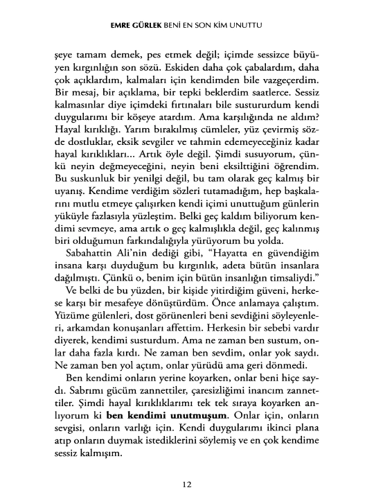 Kitob nomi: Beni En Son Kim Unuttu