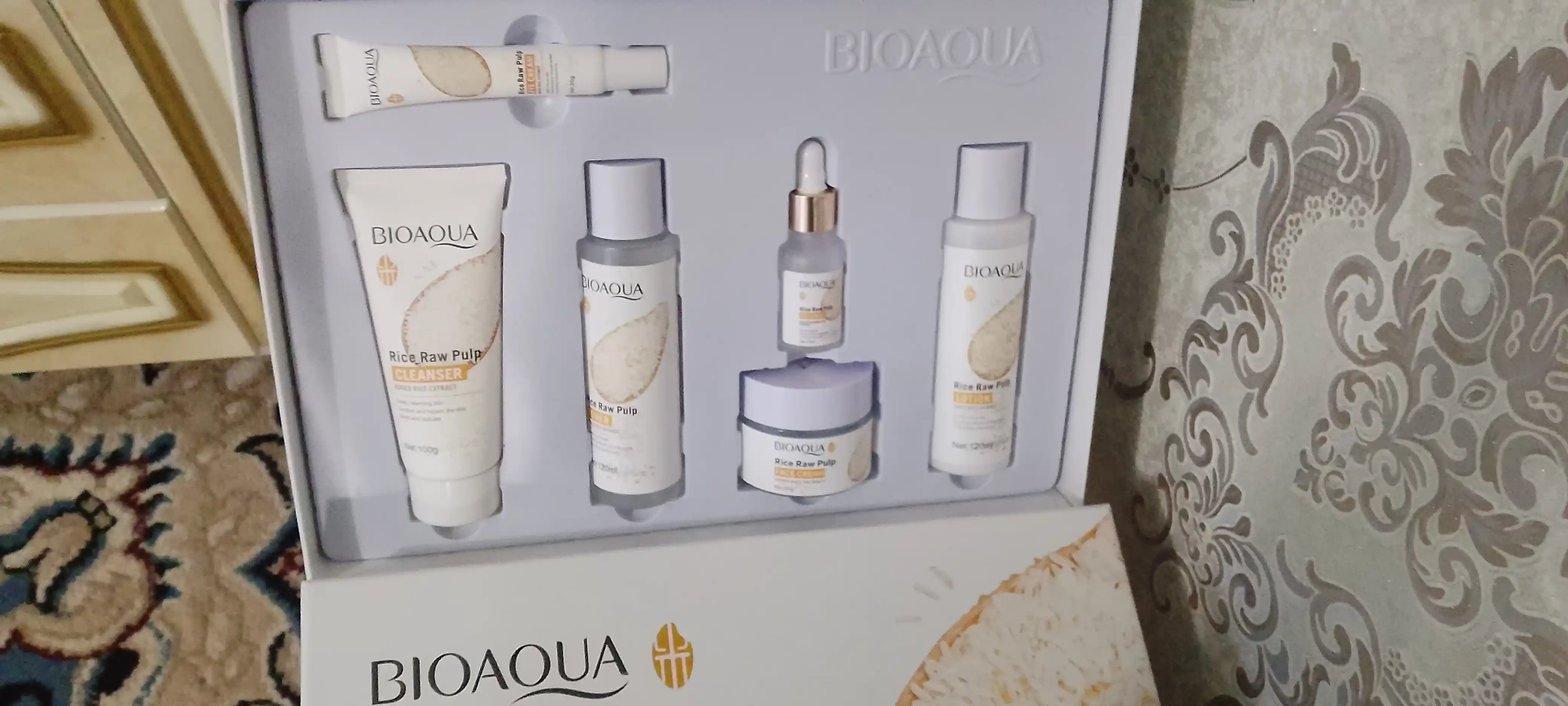 Подарочный набор для ухода за лицом Bioaqua, 6 в 1, омолаживающий, с экстрактом риса