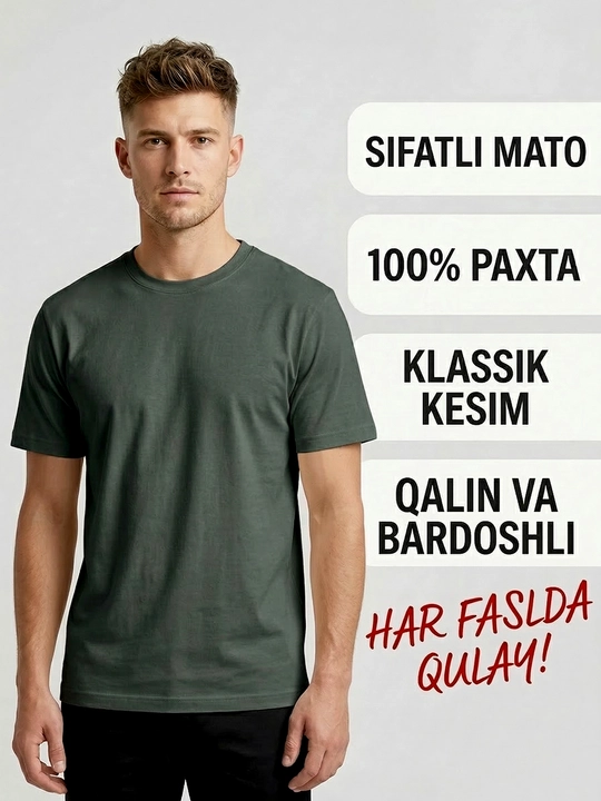Asosiy futbolka, erkaklar uchun, katta o‘lchamli, ayollar uchun futbolka