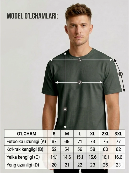 Asosiy futbolka, erkaklar uchun, katta o‘lchamli, ayollar uchun futbolka
