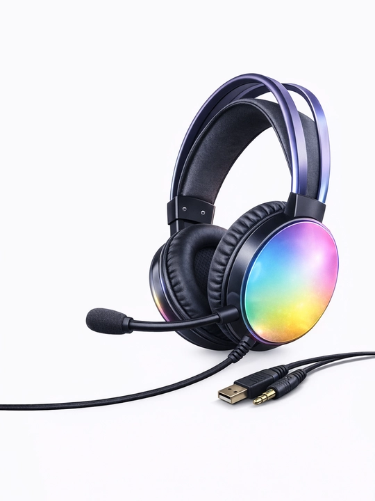 MISDE V8 RGB Gaming Quloqchin, Stereo Ovoz, Mikrofon, USB va AUX ulanish, PC uchun