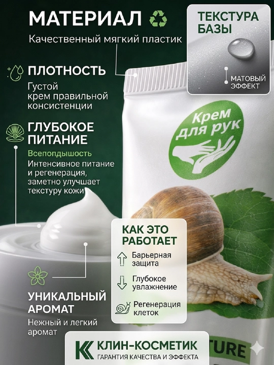 REAL MOISTURE SNAIL qo‘l uchun namlantiruvchi kremi, 125 ml