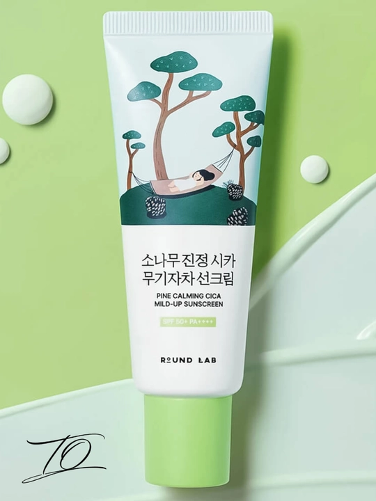 Quyoshdan himoyalovchi krem, Muammoli teri uchun SPF50 Round Lab Pine Calming Cica , 40 ml