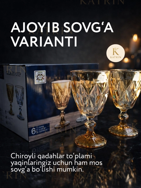 Rangli issiqqa chidamli shishadan yasalgan fujerlar to‘plami, ichimliklar uchun qadahlar, sovg‘a to‘plami, 6 dona