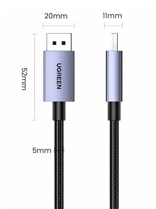 Кабель UGREEN DisplayPort 2.1 16K60Гц 80Гбит/c DP131