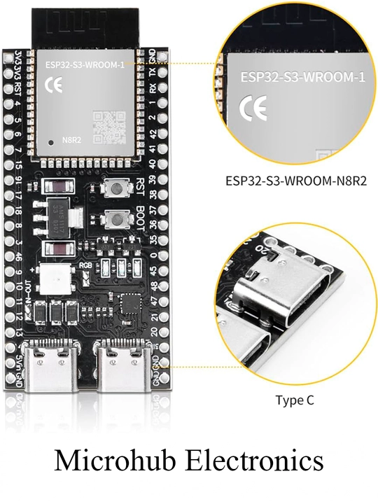 ESP32-S3, Микроконтроллер,  DevKit, MODULE, Wi-Fi, Bluetooth, ESP32 S3 WROOM1, WROOM1