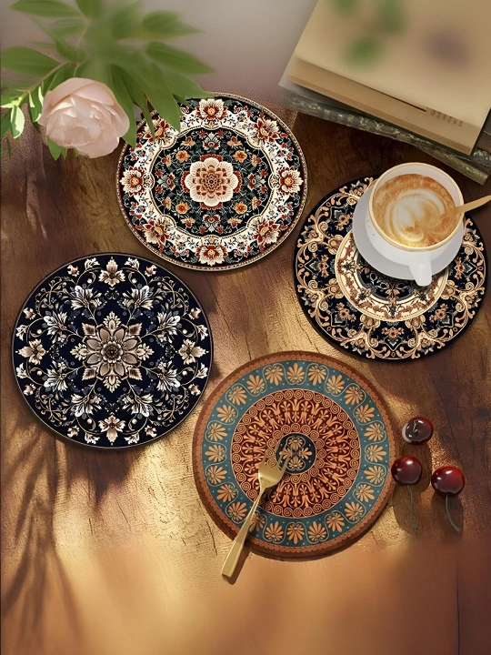 Stakan, idish va issiq ovqat uchun taglik, 12x12 va 22x22 sm, sirpanishga qarshi, 2-4 dona