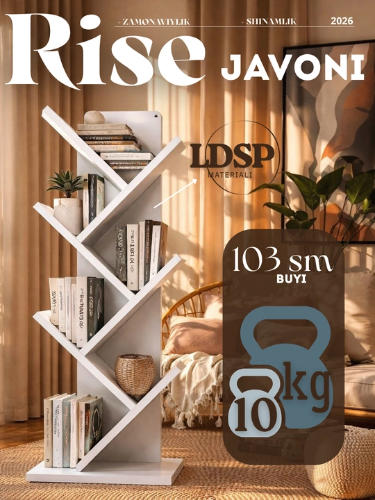Kitoblar va o‘yinchoqlar uchun Rise pol dekorativ javoni