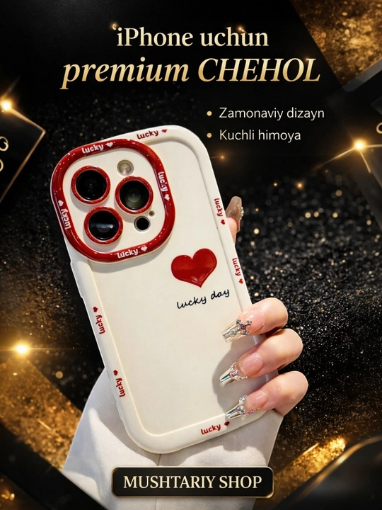 Chexol iPhone, 12, 13, 14, 15, 16, 17, pro, max uchun, g`ilof - 