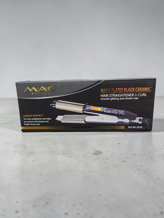 MAC Styler MC-2026 2x1 sochni to'g'rilovchi va nano-keramik LCD displeyli jingalak dazmol