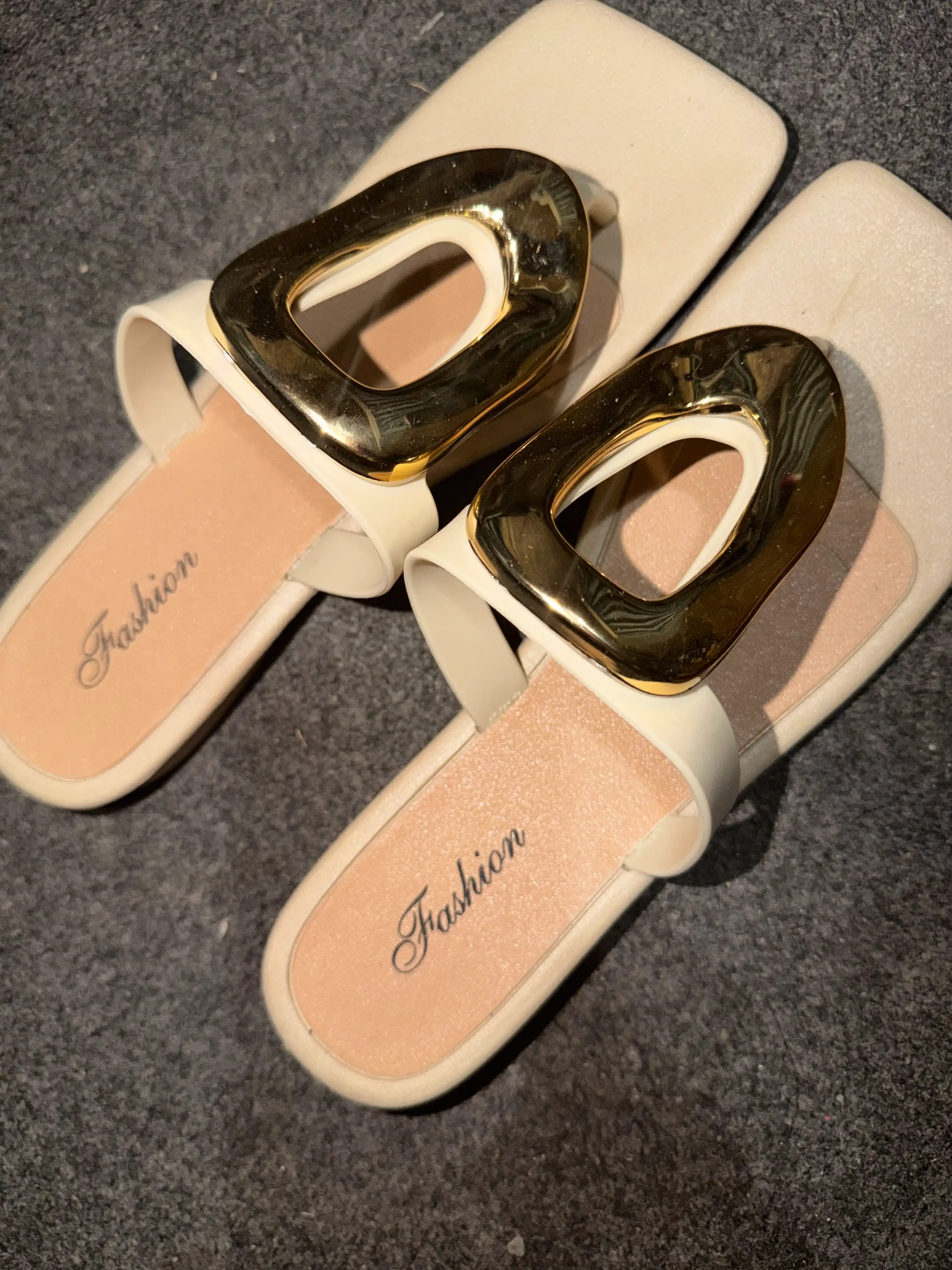 Женские сандалии Luxury Slide, с изогнутым золотым декором