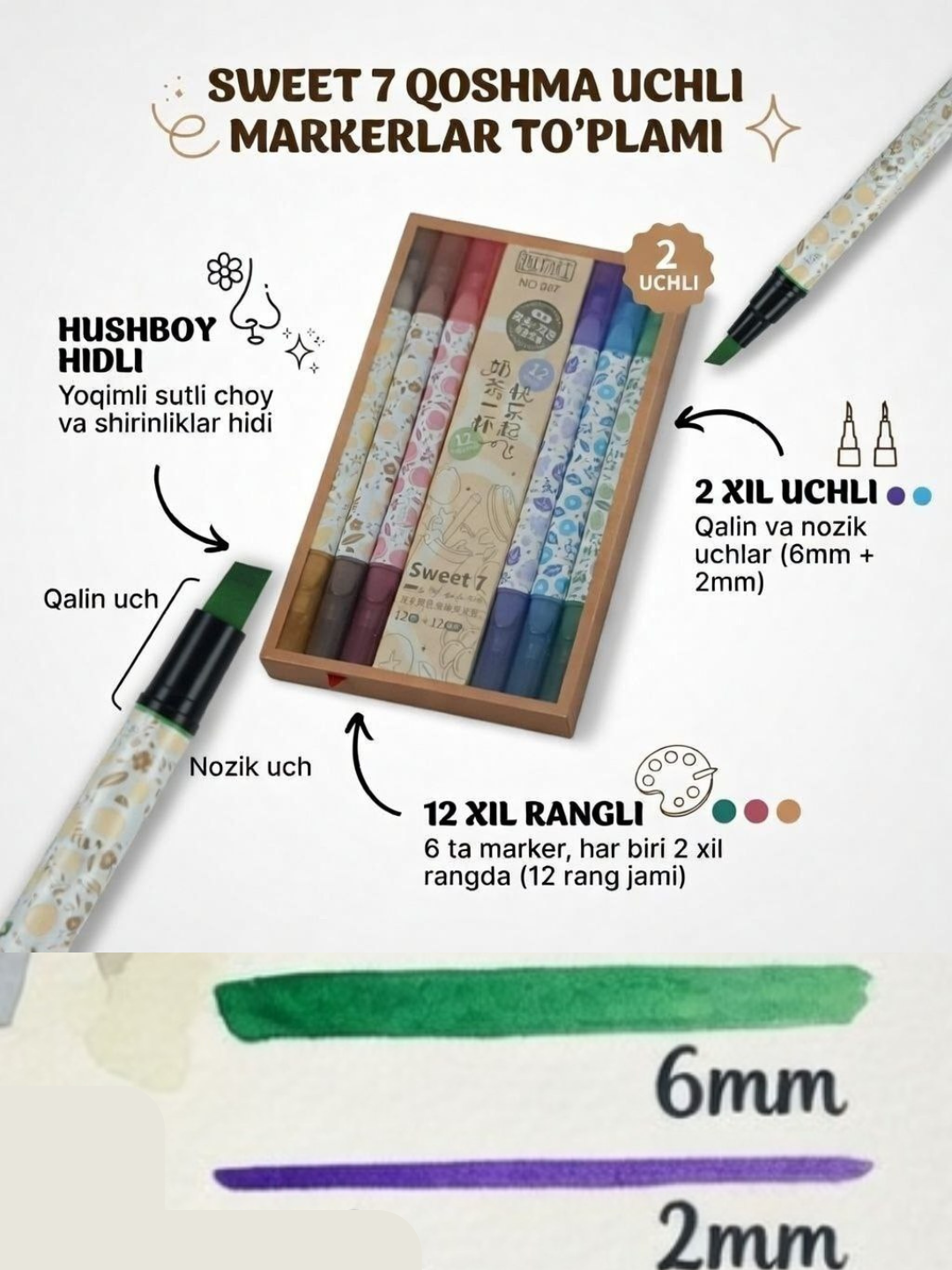 2 tomonlama hushboy hidli marker. «Nihol» - 