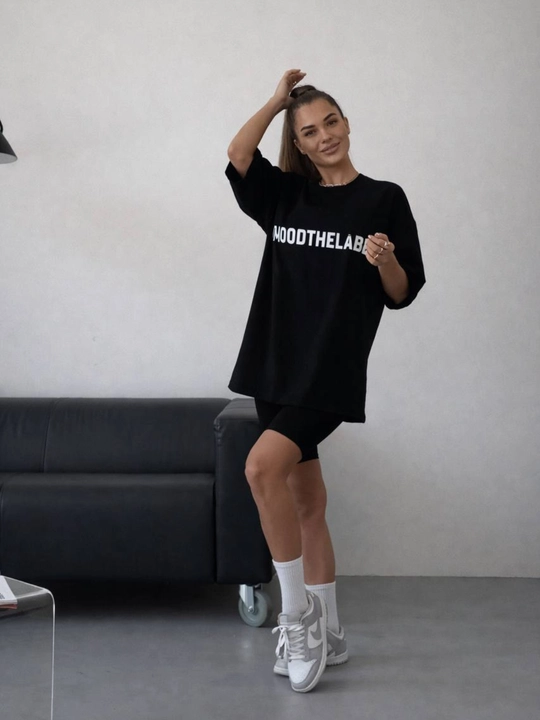 Ayollar uchun ikki qismli kostyum oversize futbolka va velosipedka print bilan S M L