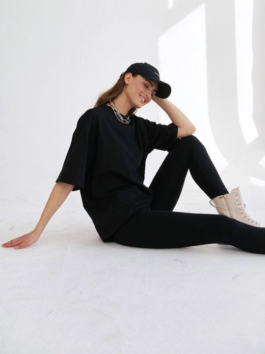 Женский костюм двойка oversize футболка и леггинсы - 